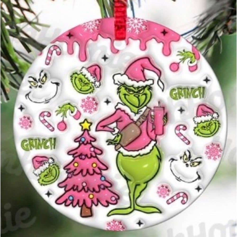 2/$15 SALE! Pink Grinch Christmas Ornament